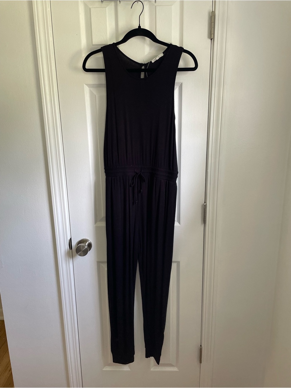 Sleeveless Black Drawstring Jumpsuit